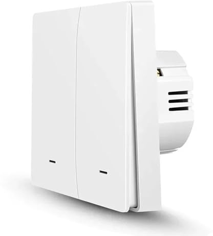 FSMUCFY Tuya WLAN Lichtschalter mit/ohne Neutralleiter, Smart WiFi Wandschalter kompatibel mit Alexa & Google Home, Smart Life App, Zeitschaltuhr & Fernbedienung (Tuya WiFi 2Gang-Weiß)