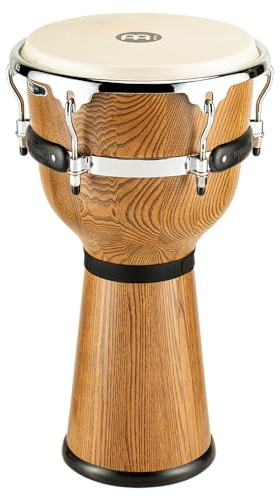 Meinl Percussion Floatune Series Djembe - Large Handdrum - With Goat Head - Diameter 12 Inches - Ash, Multicoloured / Matte (DJW3ZFA-M)