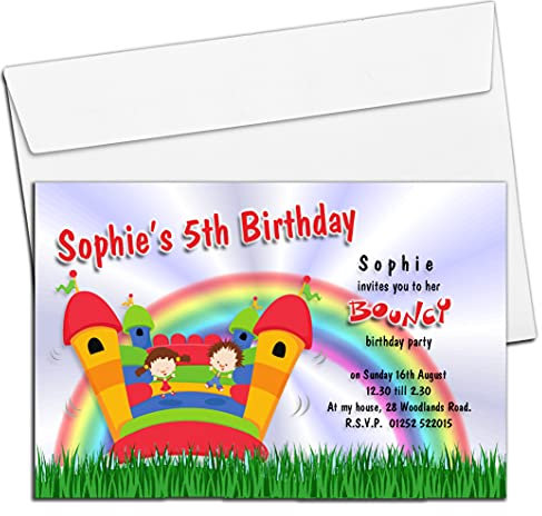 10 Personalised Bouncy Castle Party Invitations N86