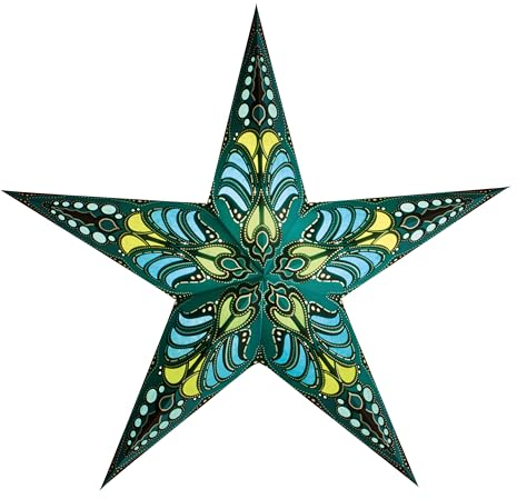 starlightz Papierstern RAMADASA Teal 60 cm Lampenschirm, Fensterdeko, Weihnachtsstern, handgemacht - das Original aus Indien