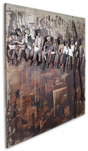 Phoenixarts Skylunch Metallbild 3D Arbeiter Stahlträger Bild New York Industrie Design 100x100 - über 40 Motive