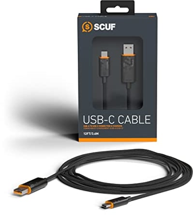 SCUF Geflochtenes USB-C-Kabel – 10 Fuß / 3,6 Meter USB Typ C für Anschluss und Aufladung für Xbox-Controller, PS5-Controller und Smartphones - Schwarz