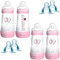 MAM BABY_BOTTLE 260 ml Pack of 4 with Anti-Colic, Self-Sterilizing, Orthodontic Teats (Girl), BPA Free