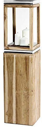 EDZARD Laterne Dubai (H 105 cm) aus massivem Teakholz, Bodenlaterne | Massives Teak mit hohem Eigenölgehalt · übersteht Regen und Frost ohne Anstrich · steht bei Wind durch sein Gewicht