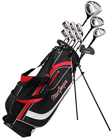 MACGREGOR Men's CG2000 Steel Irons Graphite Woods Golf Club & Stand Bag Package Set Club Set & Stand, Black/Red, Right Hand MACSET063