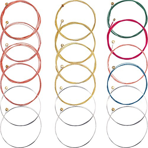 3 Sets of 6 Guitar Strings Replacement Steel String for Acoustic Guitar (1 Brass Set, 1 Copper Set and 1 Multicolor Set)