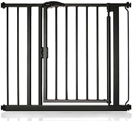 Safetots Barrière de Sécurité à Pression à Fermeture Automatique, Barrière d'Escalier à Fermeture Automatique pour Bébé, Barrière de Sécurité, 89,4cm - 96,4cm, Couleur Noir Mat