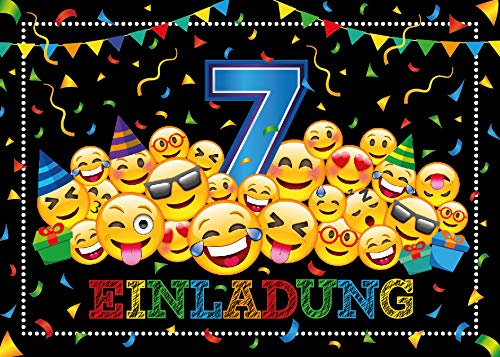 12 Einladungskarten zum 7. Kindergeburtstag Mädchen Jungen coole bunte Einladungen siebte Geburtstag Kinder