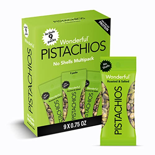 Wonderful Pistachos sin conchas, tostado y salado, bolsa de 0,75 oz (Paquete de 9)