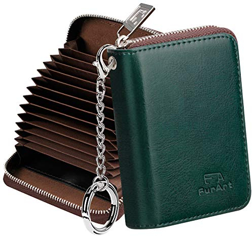 FurArt Kreditkartenetui für Damen und Herren, RFID Schutz, Schlüsselanhänger,Reißverschlussetui