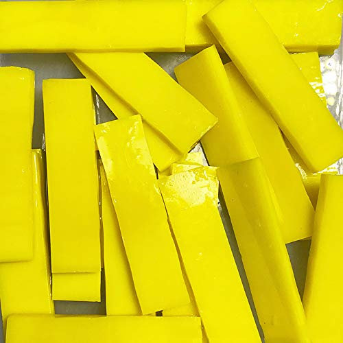 BestTeam 1 X 4 cm Stained Glass Strip,DIY Glass Mosaic Hobbies,DIY Crafts,Plates,Picture Frames,Flower Pots,Handmade Jewelry 200g (Yellow)