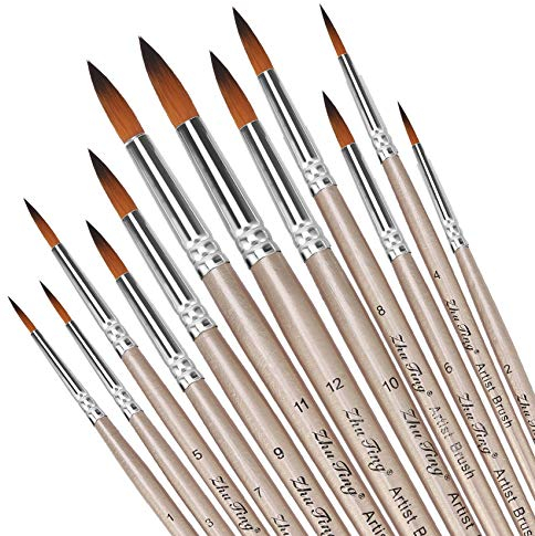 Pinsel teiliges Set,Nylon Pinsel, Nylonhaar Künstler Acrylpinsel für Acryl Aquarell Ölgemälde (Champagner Gold)