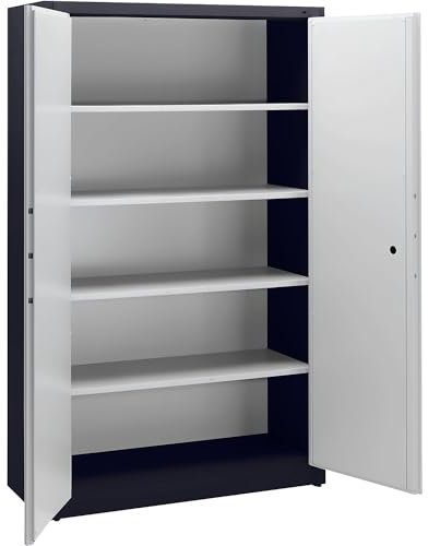 C+P | Feuergeschützter Stahlschrank | gemäß DIN 4102 | HxBxT 1950 x 1200 x 500 mm | schwarzgrau/lichtgrau