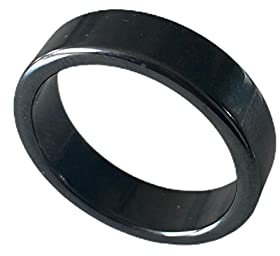 Damen und Herren Ring aus Hämatit Edelstein Steinring schmal Flach schlicht dunkelgrau 6mm hochwertige Qualität (61 (19.5mm))