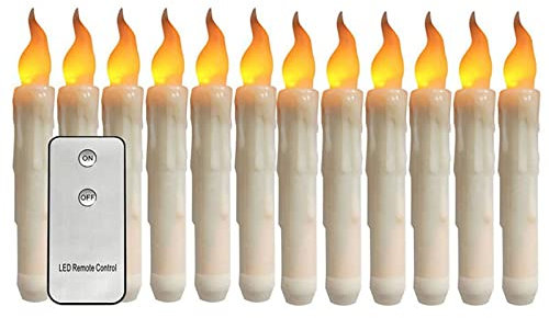 BANGHA Velas De Led Paquete de 6 o 12 remotos sin Llama, Velas de Boda inalámbricas de 6,7 Pulgadas Amarillas, batería de plástico Candele for cumpleaños Velas Sin Llama (Color : 12 pcs Yellow Light)