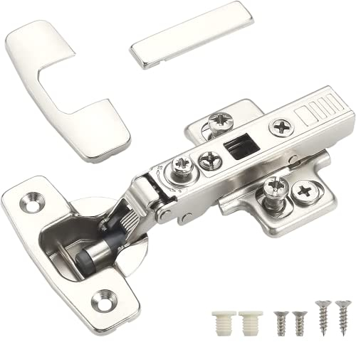 Furniware 6 Stück Schrankscharniere, mit Soft Close Schrankscharnier, 4D-Einstellung (Tiefe, Seite, Höhe und Schließgeschwindigkeit) Volle Overlay-Scharniere, für Möbel Küchenschrank
