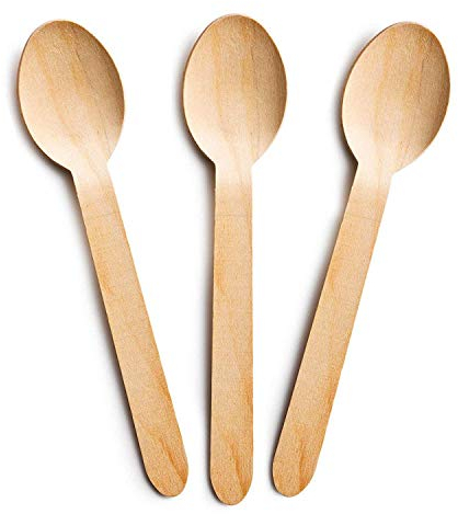 Avlash® Lot de 100 cuillères jetables en bois biodégradables – 16 cm de long | Cuillères en bois écologiques et sans plastique – Idéales pour mariage, pique-nique, fête, bureau (cuillères)
