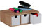 Relaxdays Cajonera Organizador de Escritorio 3 Cajones, Minicajonera Bambú y MDF, 9 x 26 x 18 cm, Multiusos, Natural/Blanco