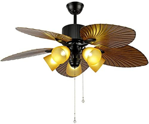 Retro Deckenventilatoren Licht 52 Hängeventilator Lampe Home Indoor Küchenventilator Deckenleuchte mit Fernbedienung Reversible Palm Fan Light