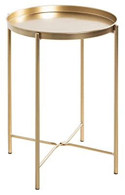 HAKU Möbel Tavolino oro, metallo - Dim. A 50 cm x Ø 39 cm, Stile Art Deco
