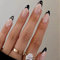 JUSTOTRY 24 Stück Mandel Pearls Nägel Zum Aufkleben Kurz, Schwarz French Künstliche Nägel, Nude Oval Kunstnägel Press on Nails, Acryl Fingernägel Fake Nails Kurz für Frauen