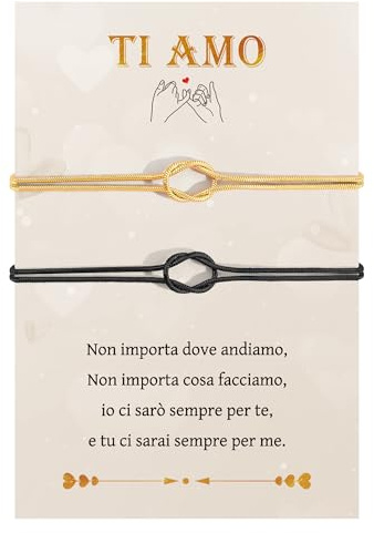Cheerslife 2 Pcs Regalo Bracciali Coppia Lui Lei Fidanzati Bracciale Amicizia Bracciale Donna Braccialetti Nodo D'amore, Bracciali Amicizia Donna Regali di Coppia Regalos Amica Regalo Uomo Fidanzato