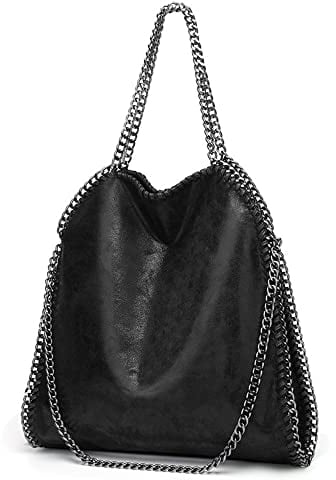 YSTP Kette Umhängetaschen für Damen Frauen Umhängetasche Kettentasche Taschen Casual Handtasche große Schultertasche (Schwarz), (HN13YO-0005)