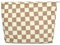 WOVOWOVO Karierte Make-up-Tasche für Damen, Kosmetiktasche, große Kapazität, Vintage-Reise-Kulturbeutel, Organizer, Khaki