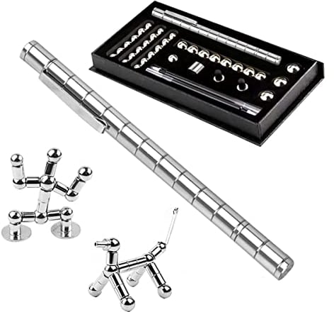 QILUCKY Magnetischer Kugelschreiber, Gadgets für Männer,Fidget Pen, Lustig Multifunktions Magnetstift, für Männer und Teenager (Silber)