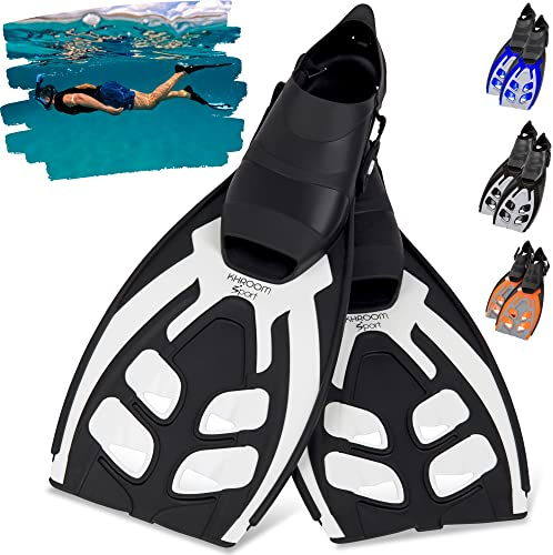 Khroom Flossen Erwachsene Gr. 36-47 - Hochwertig, Made in Italy, Schwimmflossen zum Schnorcheln & Tauchen, Unisex verstellbare Schnorchelflossen / Taucherflossen Damen & Herren (Weiß, 42-47)