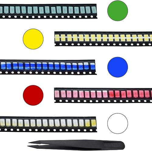 DAOKAI SMD LED Dioden Lampen 5 Arten von Farben, 5730, Rot, Gelb, Blau, Grün, Weiß, Leuchtdioden, Chip-Kits (Oberflächenmontage), superhelle Beleuchtungselektronikkomponenten – 100 Stück