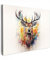 MuchoWow© Leinwände 80x60 cm Bild Tier Wall Decoration Bilder Schlafzimmer Deko Pictures Canvas Painting Wanddekoration Wohnzimmer Hirsch - Reh - Geweihe - Kunst - Farbe - Tier - Farbenfroh
