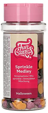 FunCakes Sprinkle Medley Halloween: Zuckerstreusel, großartiger Geschmack, perfekt zum Dekorieren von Kuchen, Sprinkle Mix. 50 g