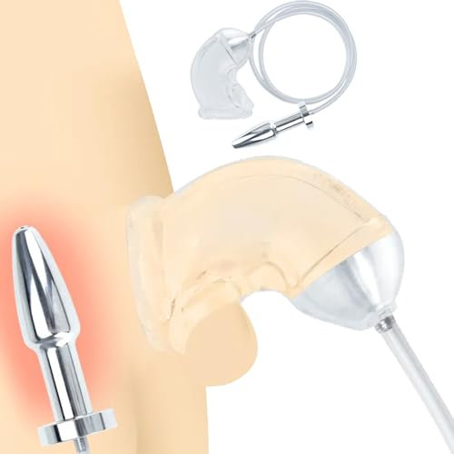 NURCIX 2-in-1 Dilator Harnröhre Silikon Penis Sleeve Penishülle mit Edelstahl Hohl Analplug Anal Dilatator Urinal Piss Einlauf Analdusche Extrem Erotik Sexspielzeug für Männer Paare
