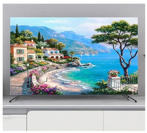 BLUEZY TV Schutzhülle für Den Innenbereich 32 bis 65 Zoll Hülle Bezug Staubschutz TV/PC Abdeckung Bildschirmschutz für LCD LED Plasma Fernsehbildschirme mit Kunst-Landschaftsdruck A,45-48in