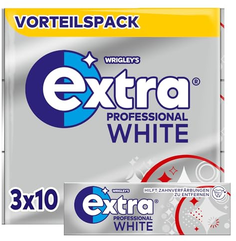 Extra Professional White, Zuckerfreier Kaugummi, Multipack mit 3x10 Dragees, Für frischen Atem