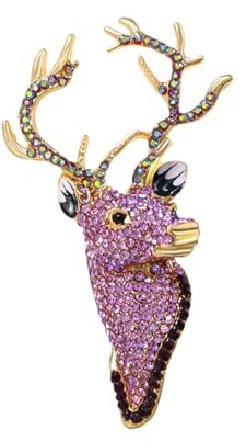kowaku Strass-Tierbrosche, Hirschkopf-Brosche, Hirsch-Brosche, Anstecknadel, Hirschgeweih-Brosche für Kleidung
