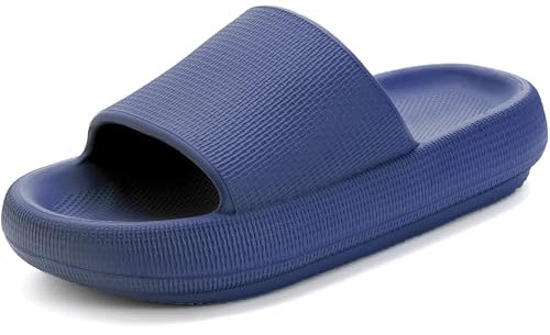 Misolin Badeschuhe Damen Herren Original Hausschuhe Cozislides Wolke Schlappen Super Weich rutschfest Badelatschen Sommer Pantoletten Cozy Cloudyzzz Slides Indoor/Outdoor,Blau 37/38 EU