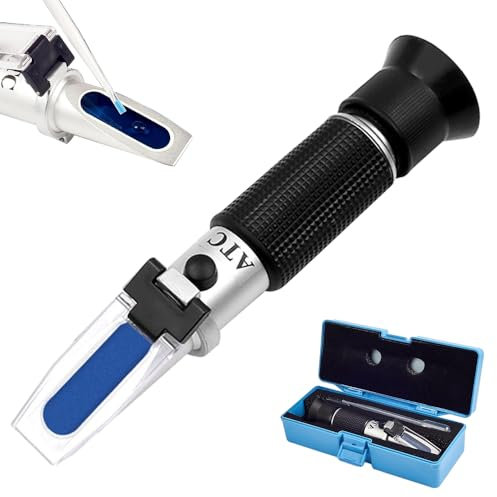 yotutun Frostschutz Refraktometer, 4-in-1 Handrefraktometer Kühlmitteltester für Ethylenglykol, Propylenglykol, Gefrierpunkt von Kühlwasser Scheibenwasser AdBlue Batteriesäure mit ATC Refraktometer