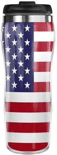 Pixly® Thermo-Reisebecher mit USA-Flagge, 400 ml Fassungsvermögen, amerikanische USA-Flagge
