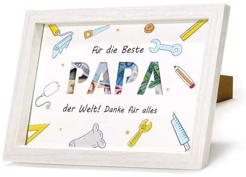 Geldgeschenk Bilderrahmen Papa, Geldgeschenke Geburtstag, Geld Geschenkverpackung, Vatertagsgeschenke für Beste Papa, Geburtstagsgeschenk für Papa, Geschenkideen zum Männer, Danke Vater Geschenk