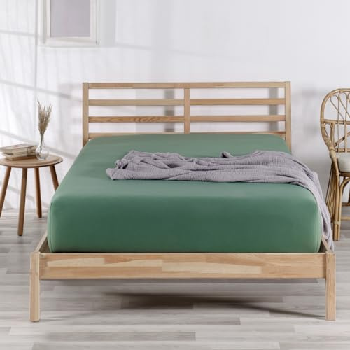 Nordqueen Spannbettlaken Baumwolle 100% Spannbetttücher Bettlaken Jersey, Matratzenhöhe bis 25 cm, (Grün, 200X200 cm)