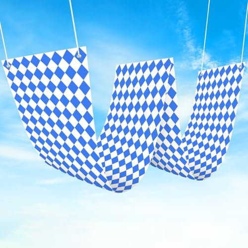 HONMOK Oktoberfests-Hängende-Banner 270x30cm Bayerische Bayern Decken Dekoration Blau Weiß Wiesn Party Banner für Bierfest Bavaria Party Bierzelten Biergarten Bier Festival