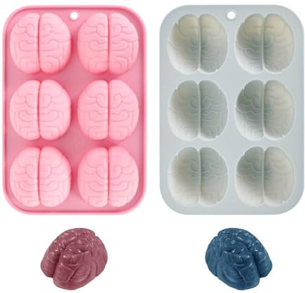 JRYGAC 2 Stück Puddingform von Gehirnmodellierung, Silikonformen Backen, Schokoladenform Interessant, Chocolate Mold Halloween-Thema, für DIY Schokolade, Gelee, Pudding, Eiswürfel