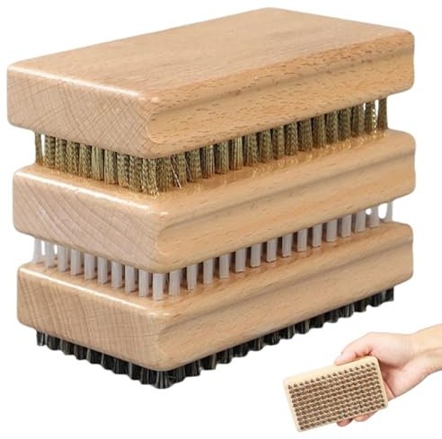 Hperu 3pcs Ski Wachsbürste Holzschnee Wachskit mit Nylonbürste, Pferdehaarpinsel, Messingbürste wiederverwendbar
