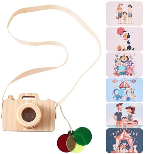 Jouet d'appareil photo en bois, accessoires photographiques rétro esthétiques, Jouet éducatif pour appareil photo en bois, Faire semblant d'appareil photo jouet photographié accessoires pour anniversa