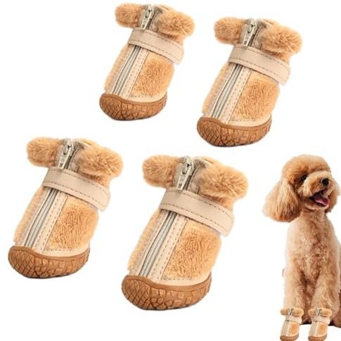 Hundeschuhe, Hundestiefel, Pfotenschutz, Winterstiefel für Hunde, rutschfest, für den Winter, mit festem Stoff, Schuhe für Haustiere