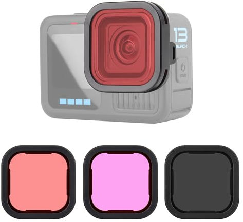 SOONSUN 3er Pack Objektivfilter Set für GoPro Hero 13 Black - ND16, Rot, Magenta - Neutral Density ND und Schnorcheln Filter Kit für Outdoor & Unterwasser Fotografie