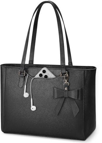 KTMOUW Handtasche Damen Groß Shopper Tasche Damen Wasserdichte Leder Tote Bag Arbeitstasche Schultertaschen Umhängetasche Henkeltasche für Business Büro Schule Schwarz