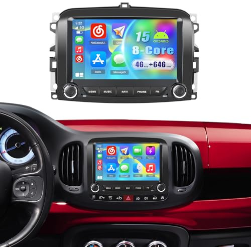 Fuluku 8 Core 4+64G Android Autoradio per Fiat 500L 2013 2014 2015 2016 2017 2018 2019 con Wireless Carplay&Android Auto 7'' IPS Touch Screen Stereo con Bluetooth GPS/Backup Camera/FM/WiFi/SWC/32EQ